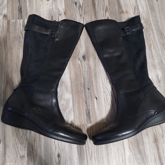 Ecco Abelone High Cut Leather/Suede Zip Black Boot Size 35 US 4 / 4.5 - Picture 1 of 5
